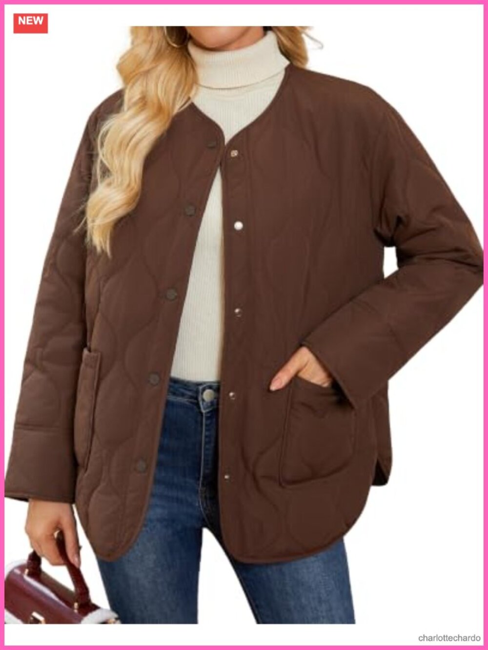 Oversized Quilted Lightweight Puffer Jacket Collarless Warm Coat